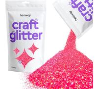 Hemway Craft Glitter Fluorescent UV Neon Pink 100g Chunky Glitter for Crafts, Resin, Cosmetic, Nail, Face, Body, Festival, Tumblers, Art, Candle, Crafting