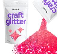 Hemway Craft Glitter Fluorescent UV Neon Pink 100g Extra Chunky Glitter for Crafts, Resin, Cosmetic, Nail, Face, Body, Festival, Tumblers, Art, Candle, Crafting