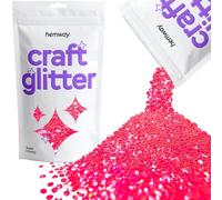 Hemway Craft Glitter Fluorescent UV Neon Pink 100g Super Chunky Glitter for Crafts, Resin, Cosmetic, Nail, Face, Body, Festival, Tumblers, Art, Candle, Crafting