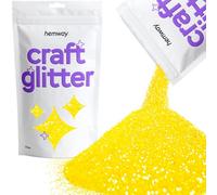 Hemway Craft Glitter Fluorescent UV Neon Yellow 100g Fine Glitter for Crafts, Resin, Cosmetic, Nail, Face, Body, Festival, Tumblers, Art, Candle, Crafting