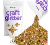 Hemway Craft Glitter Gold Holographic 100g Multi Size Glitter for Crafts, Resin, Cosmetic, Nail, Face, Body, Festival, Tumblers, Art, Candle, Crafting
