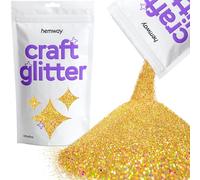 Hemway Craft Glitter Gold Holographic 100g Ultrafine Glitter for Crafts, Resin, Cosmetic, Nail, Face, Body, Festival, Tumblers, Art, Candle, Crafting