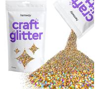 Hemway Craft Glitter Gold Silver Holographic 100g Chunky Glitter for Crafts, Resin, Cosmetic, Nail, Face, Body, Festival, Tumblers, Art, Candle, Crafting