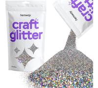 Hemway Craft Glitter - Gun Metal Grey Holographic | 100g Ultrafine Metallic Sequin Flakes for Resin & Epoxy Crafts | Supplies for Tumblers, Cards, Jewellery, Candle, Hair, Face, Body & Nail Art