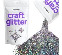 Hemway Craft Glitter - Gun Metal Grey Holographic | Extra Chunky Metallic Sequin Flakes for Resin & Epoxy Crafts | Supplies for Tumblers, Cards, Jewellery, Candle, Hair, Face, Body & Nail Art | 100 g