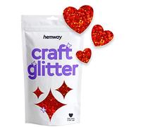 Hemway Craft Glitter - Heart Shaped 50g Red Holographic | Metallic Sequin for Resin & Epoxy Crafts | Supplies for Tumblers, Cards, Jewellery, Candle, Hair, Face, Body & Nail Art