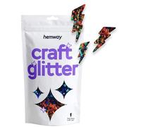 Hemway Craft Glitter Lightning Flash Shape, 50g, Black Holographic | Shaped Glitter for Crafts, Resin, Cosmetic, Nail, Face, Body, Festival, Tumblers, Art, Crafting