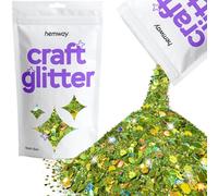 Hemway Craft Glitter Lime Green Holographic 100g Multi Size Glitter for Crafts, Resin, Cosmetic, Nail, Face, Body, Festival, Tumblers, Art, Candle, Crafting