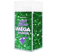 Hemway Craft Glitter Mega Shaker - Emerald Green | Super Chunky Metallic Flakes for Resin & Epoxy Crafts | Supplies for Tumblers, Cards, Jewellery, Candle, Hair, Face, Body & Nail Art | 360g