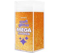 Hemway Craft Glitter Mega Shaker - Fluorescent Orange | 425g Fine Metallic Flakes for Resin & Epoxy Crafts | Supplies for Tumblers, Cards, Jewellery, Candle, Hair, Face, Body & Nail Art Decoration