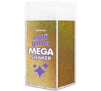 Hemway Craft Glitter Mega Shaker - Gold Holographic | Ultrafine Metallic Flakes for Resin & Epoxy Crafts | Supplies for Tumblers, Cards, Jewellery, Candle, Hair, Face, Body & Nail Art | 425g