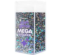Hemway Craft Glitter Mega Shaker - Gun Metal Grey Holographic | Super Chunky Metallic Flakes for Resin & Epoxy Crafts | Supplies for Tumblers, Cards, Jewellery, Candle, Face, Body & Nail Art | 360g