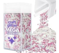 Hemway Craft Glitter Mega Shaker - Mother of Pearl Iridescent | Super Chunky Metallic Flakes for Resin & Epoxy Crafts | Supplies for Tumblers, Cards, Jewellery, Candle, Face, Body & Nail Art | 360g