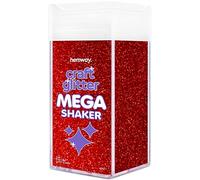 Hemway Craft Glitter Mega Shaker - Red | 425g Fine Metallic Flakes for Resin & Epoxy Crafts | Supplies for Tumblers, Cards, Jewellery, Candle, Hair, Face, Body & Nail Art Decoration