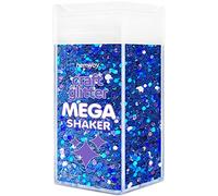 Hemway Craft Glitter Mega Shaker - Sapphire Blue Holographic | Super Chunky Metallic Flakes for Resin & Epoxy Crafts | Supplies for Tumblers, Cards, Jewellery, Candle, Face, Body & Nail Art | 360g