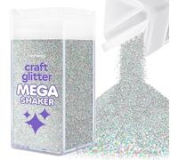 Hemway Craft Glitter Mega Shaker - Silver Holographic | Ultrafine Metallic Flakes for Resin & Epoxy Crafts | Supplies for Tumblers, Cards, Jewellery, Candle, Hair, Face, Body & Nail Art | 425g
