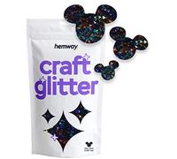 Hemway Craft Glitter - Mickey Mouse Shaped 50g Black Holographic | Metallic Sequin for Resin & Epoxy Crafts | Supplies for Tumblers, Cards, Jewellery, Candle, Hair, Face, Body & Nail Art