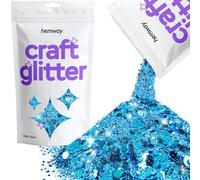 Hemway Craft Glitter Ocean Blue 100g Multi Size Glitter for Crafts, Resin, Cosmetic, Nail, Face, Body, Festival, Tumblers, Art, Candle, Crafting