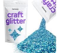 Hemway Craft Glitter - Ocean Blue Holographic | 100g Chunky Metallic Sequin Flakes for Resin & Epoxy Crafts | Supplies for Tumblers, Cards, Jewellery, Candle, Hair, Face, Body & Nail Art