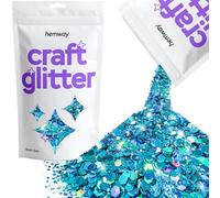 Hemway Craft Glitter Ocean Blue Holographic 100g Multi Size Glitter for Crafts, Resin, Cosmetic, Nail, Face, Body, Festival, Tumblers, Art, Candle, Crafting