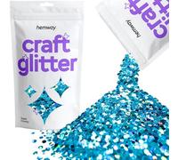 Hemway Craft Glitter - Ocean Blue Holographic | 100g Super Chunky Metallic Sequin Flakes for Resin & Epoxy Crafts | Supplies for Tumblers, Cards, Jewellery, Candle, Hair, Face, Body & Nail Art
