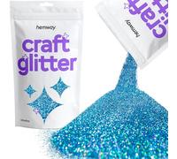 Hemway Craft Glitter Ocean Blue Holographic 100g Ultrafine Glitter for Crafts, Resin, Cosmetic, Nail, Face, Body, Festival, Tumblers, Art, Candle, Crafting