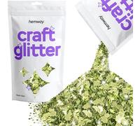 Hemway Craft Glitter - Olive Green | 100g Multi Size Metallic Sequin Flakes for Resin & Epoxy Crafts | Supplies for Tumblers, Cards, Jewellery, Candle, Hair, Face, Body & Nail Art