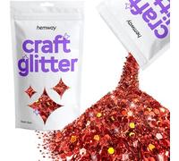 Hemway Craft Glitter Red Holographic 100g Multi Size Glitter for Crafts, Resin, Cosmetic, Nail, Face, Body, Festival, Tumblers, Art, Candle, Crafting