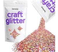 Hemway Craft Glitter - Rose Gold Holographic | 100g Extra Chunky Metallic Sequin Flakes for Resin & Epoxy Crafts | Supplies for Tumblers, Cards, Jewellery, Candle, Hair, Face, Body & Nail Art