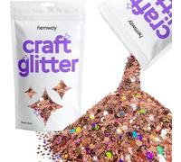 Hemway Craft Glitter Rose Gold Holographic 100g Multi Size Glitter for Crafts, Resin, Cosmetic, Nail, Face, Body, Festival, Tumblers, Art, Candle, Crafting