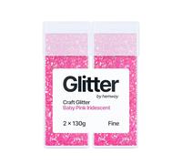 Hemway Craft Glitter Shaker Baby Pink 130g x2 Pack Fine | for Resin & Epoxy Crafts, Christmas Art Supplies, Nail, Body, Face, Eye, Festival, Crafting, Slime, Sparkle