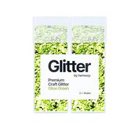Hemway Craft Glitter Shaker Olive Green 110g x2 Pack Super Chunky | for Resin & Epoxy Crafts, Christmas Art Supplies, Nail, Body, Face, Eye, Festival, Crafting, Slime, Sparkle
