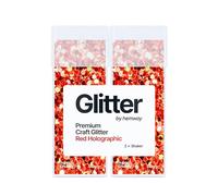 Hemway Craft Glitter Shaker Red Holographic 110g x2 Pack Super Chunky | for Resin & Epoxy Crafts, Christmas Art Supplies, Nail, Body, Face, Eye, Festival, Crafting, Slime, Sparkle