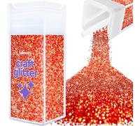 Hemway Craft Glitter Shaker Red Holographic 130g Fine | for Resin & Epoxy Crafts, Christmas Art Supplies, Nail, Body, Face, Eye, Festival, Crafting, Slime, Sparkle