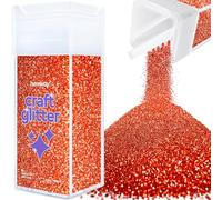 Hemway Craft Glitter Shaker Red Holographic 130g Ultrafine | for Resin & Epoxy Crafts, Christmas Art Supplies, Nail, Body, Face, Eye, Festival, Crafting, Slime, Sparkle
