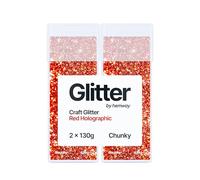 Hemway Craft Glitter Shaker Red Holographic 130g x2 Pack Chunky