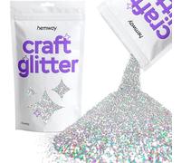 Hemway Craft Glitter Silver Holographic 100g Chunky Glitter for Crafts, Resin, Cosmetic, Nail, Face, Body, Festival, Tumblers, Art, Candle, Crafting