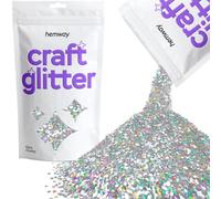 Hemway Craft Glitter Silver Holographic 100g Extra Chunky Glitter for Crafts, Resin, Cosmetic, Nail, Face, Body, Festival, Tumblers, Art, Candle, Crafting
