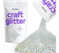 Hemway Craft Glitter Silver Holographic Fibre Strands 100g Shaped Glitter for Crafts, Resin, Cosmetic, Nail, Face, Body, Festival, Tumblers, Art, Candle, Crafting