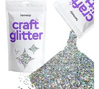 Hemway Craft Glitter Silver Holographic Stars & Moons 100g Shaped Glitter
