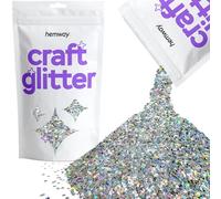 Hemway Craft Glitter Silver Holographic Stars & Moons 100g Shaped Glitter for Crafts, Resin, Cosmetic, Nail, Face, Body, Festival, Tumblers, Art, Candle, Crafting