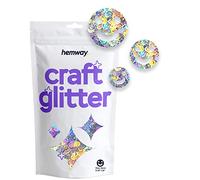 Hemway Craft Glitter - Smiley Face Shaped 50g Silver Holographic | Metallic Sequin for Resin & Epoxy Crafts | Supplies for Tumblers, Cards, Jewellery, Candle, Hair, Face, Body & Nail Art