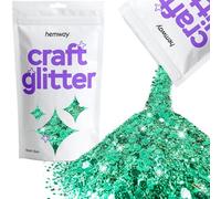 Hemway Craft Glitter - Turquoise Blue | 100g Multi Size Metallic Sequin Flakes for Resin & Epoxy Crafts | Supplies for Tumblers, Cards, Jewellery, Candle, Hair, Face, Body & Nail Art