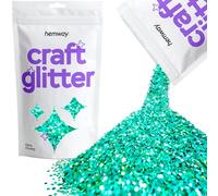 Hemway Craft Glitter - Turquoise Blue Holographic | 100g Extra Chunky Metallic Sequin Flakes for Resin & Epoxy Crafts | Supplies for Tumblers, Cards, Jewellery, Candle, Hair, Face, Body & Nail Art