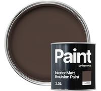 Hemway Dark Chocolate Brown Paint 2.5 L, Indoor Matt Finish, One Coat, Wall Paint, Acrylic & Water-Based Emulsion, Quick Dry & High Coverage for the Kitchen, Bathroom & Bedroom Walls & Ceiling