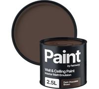 Hemway Dark Chocolate Brown Paint 2.5 L, Indoor Matt Finish Wall Paint, Acrylic & Water-Based Emulsion, Quick Dry & High Coverage for the Kitchen, Bathroom & Bedroom Walls & Ceiling