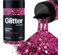 Hemway Dark Rose Pink Glitter Shaker, 120g Multi Size Glitter for Crafts Metallic Flake Sequins for Resin & Epoxy Crafts for Decorating, Halloween, Christmas, Nail, Face, Bunting, Art, Pots