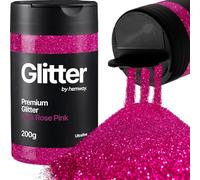 Hemway Dark Rose Pink Glitter Shaker, 200g Ultrafine Glitter for Crafts