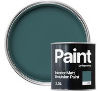 Hemway Dark Teal Blue Paint 2.5 L, Indoor Matt Finish, One Coat, Wall Paint, Acrylic & Water-Based Emulsion, Quick Dry & High Coverage for the Kitchen, Bathroom & Bedroom Walls & Ceiling