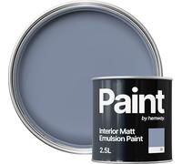 Hemway Denim Blue Paint 2.5 L, Indoor Matt Finish, One Coat, Wall Paint, Acrylic & Water-Based Emulsion, Quick Dry & High Coverage for the Kitchen, Bathroom & Bedroom Walls & Ceiling